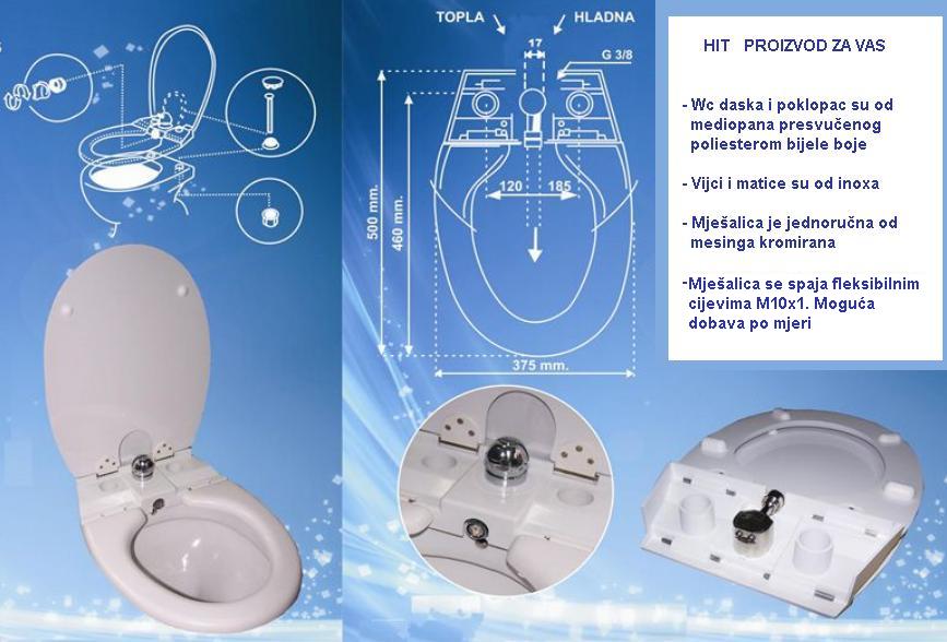 DASKA ZA WC ŠOLJU ŠOLJU SA BIDE FUNKCIJOM HIGIJENSKA TOPLO-HLADNO DUROPLAST